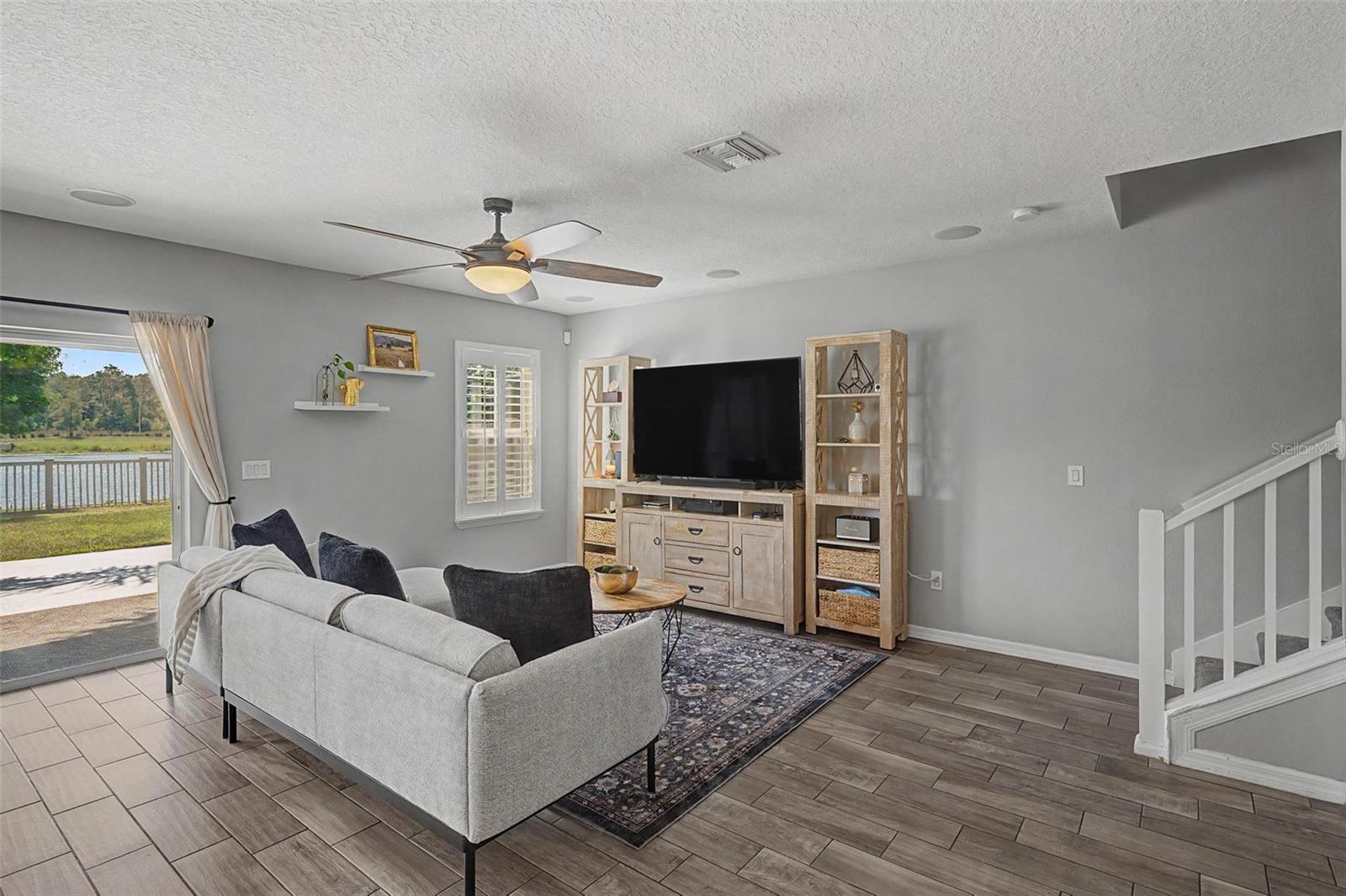 Family room also with pond and patio views