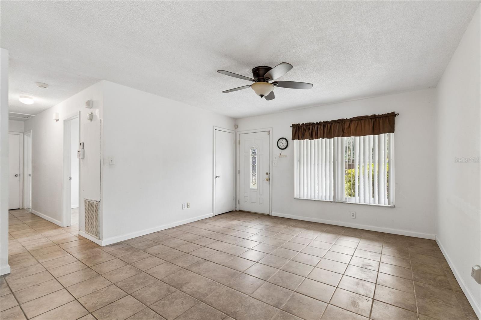 Living room overlooking front door