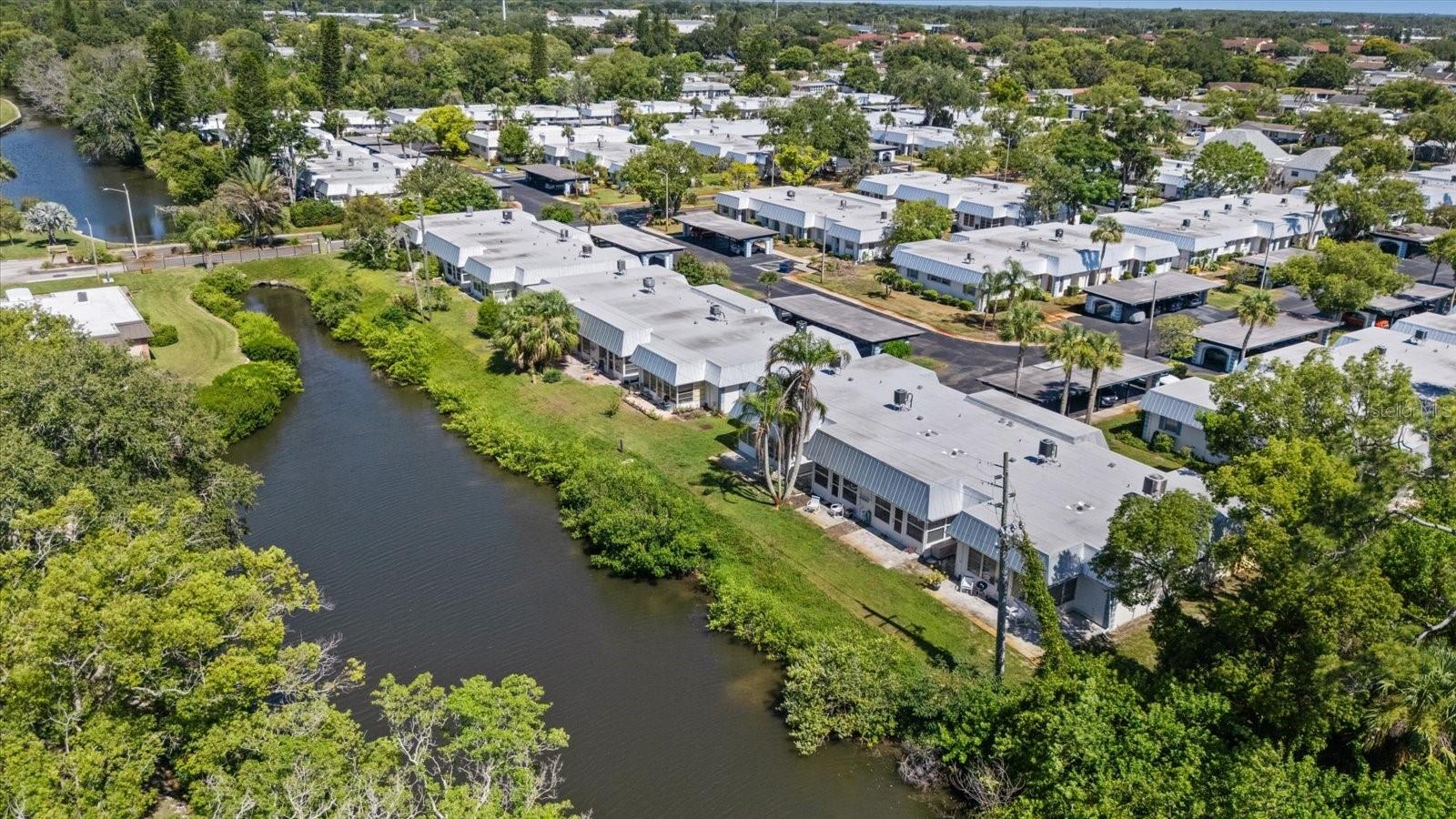 Aerial with canal of back of home