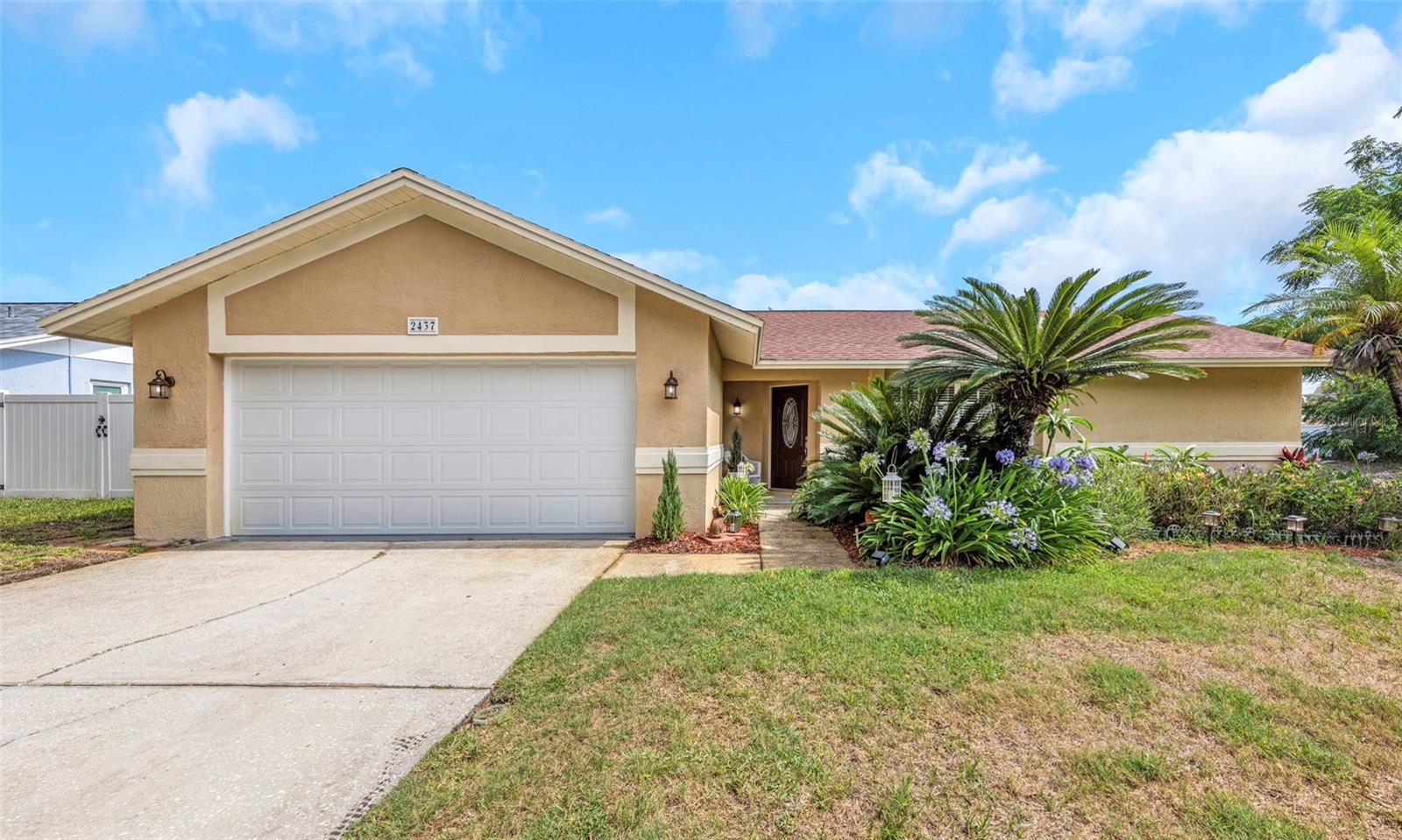 Front, 2 car garage