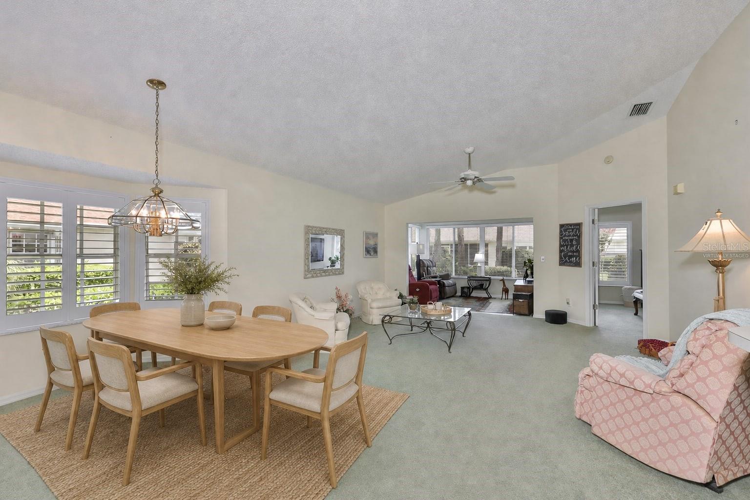 Virtually staged dining area