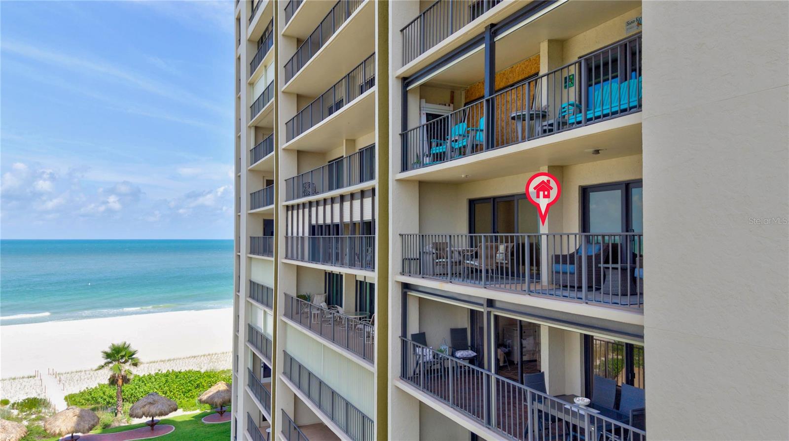 private south facing balcony with water views