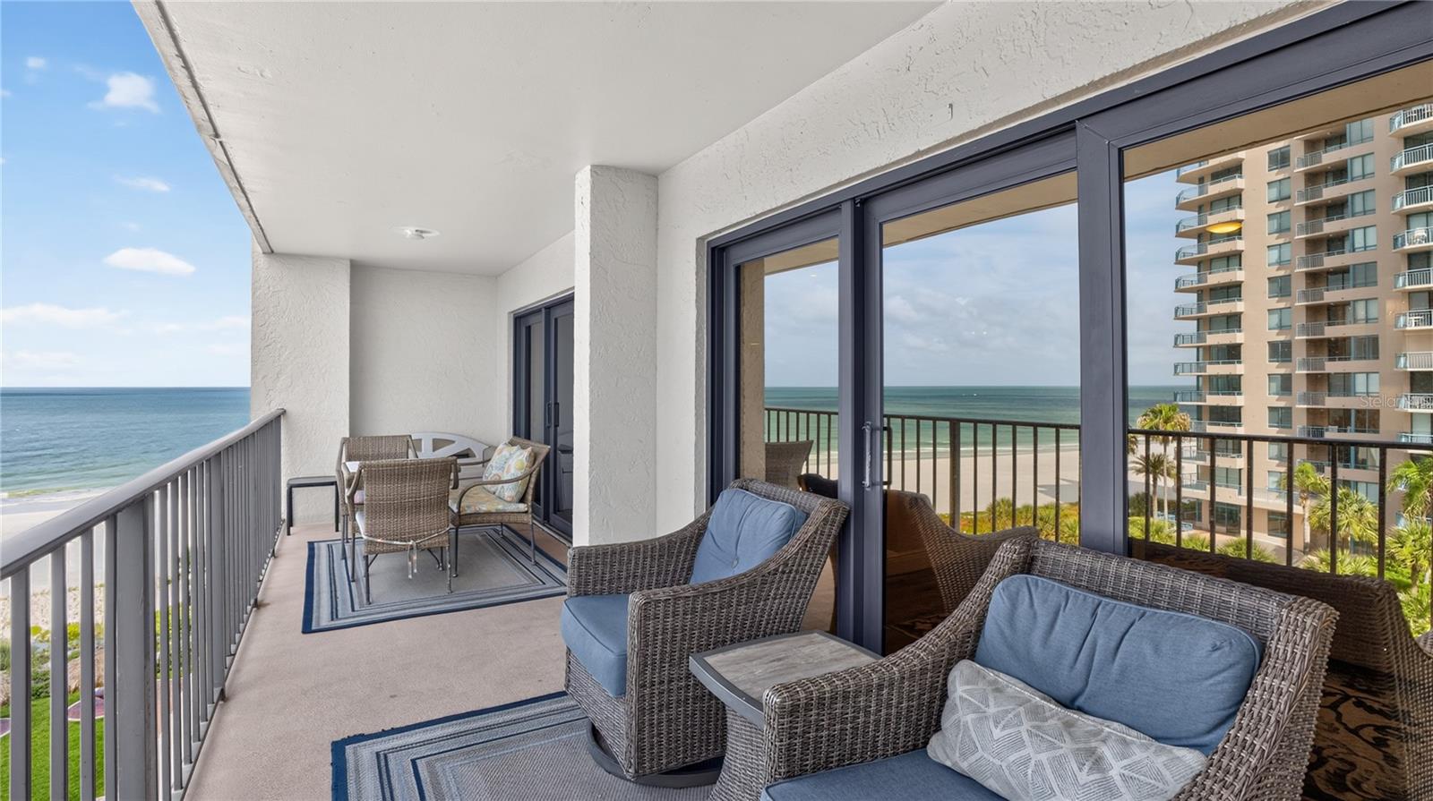private south facing balcony with water views