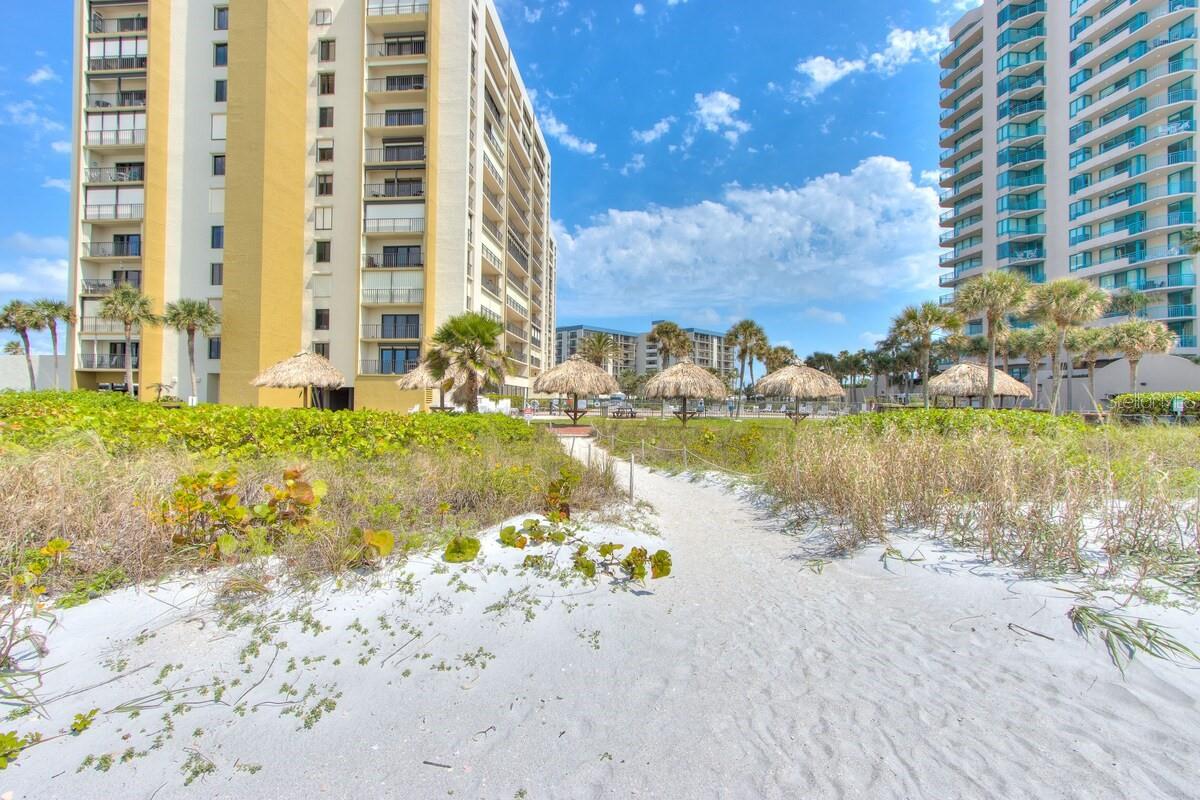 walking path from condo  to beach