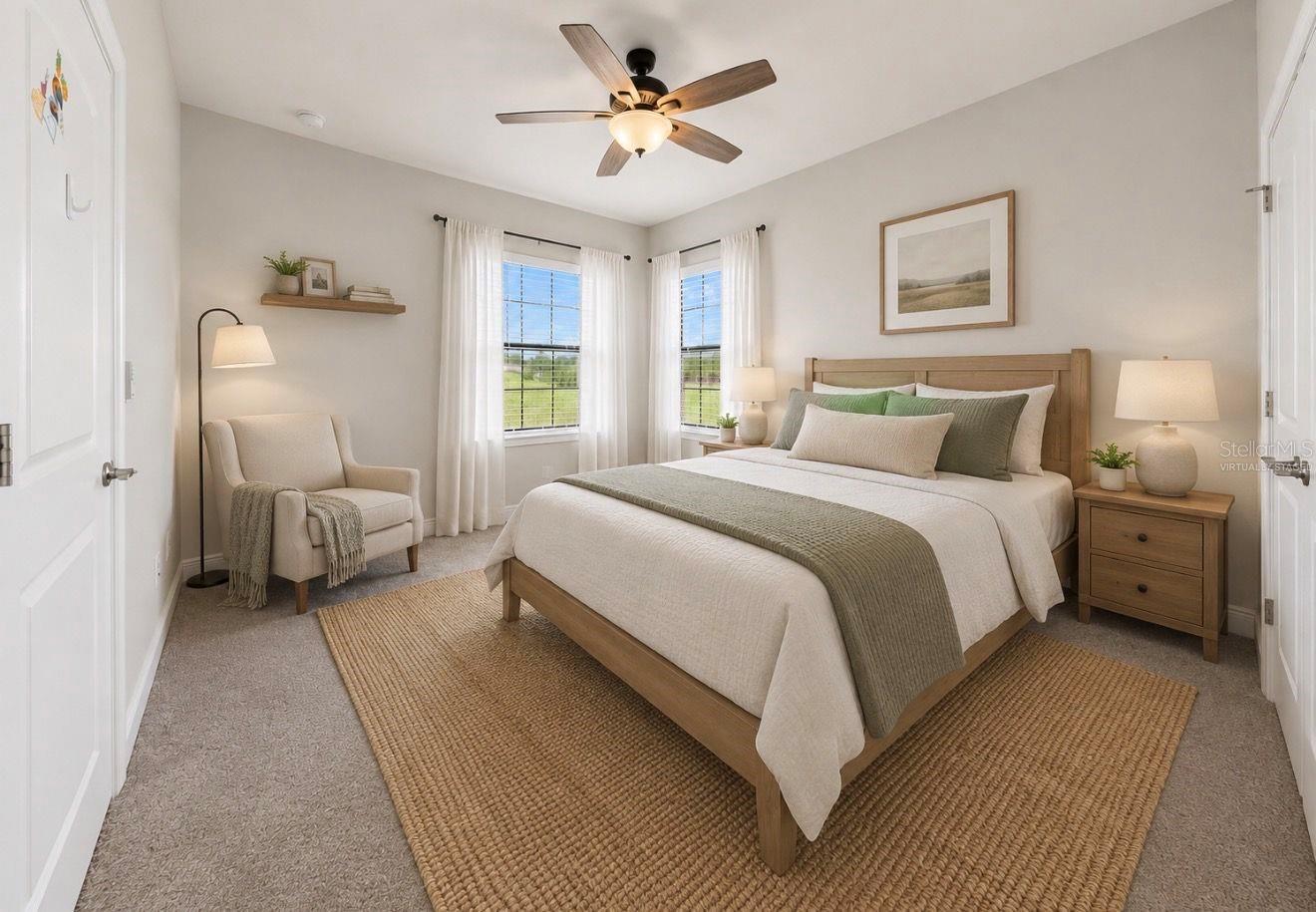Virtually staged-upstairs guestroom