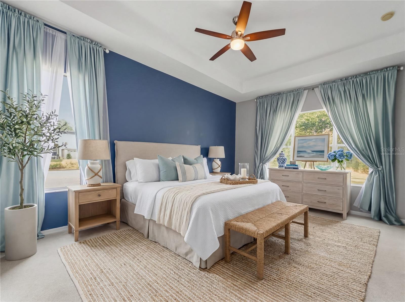 Virtually Staged Primary Bedroom - 11530 Oyster Bay Circle, New Port Richey, FL 34654
