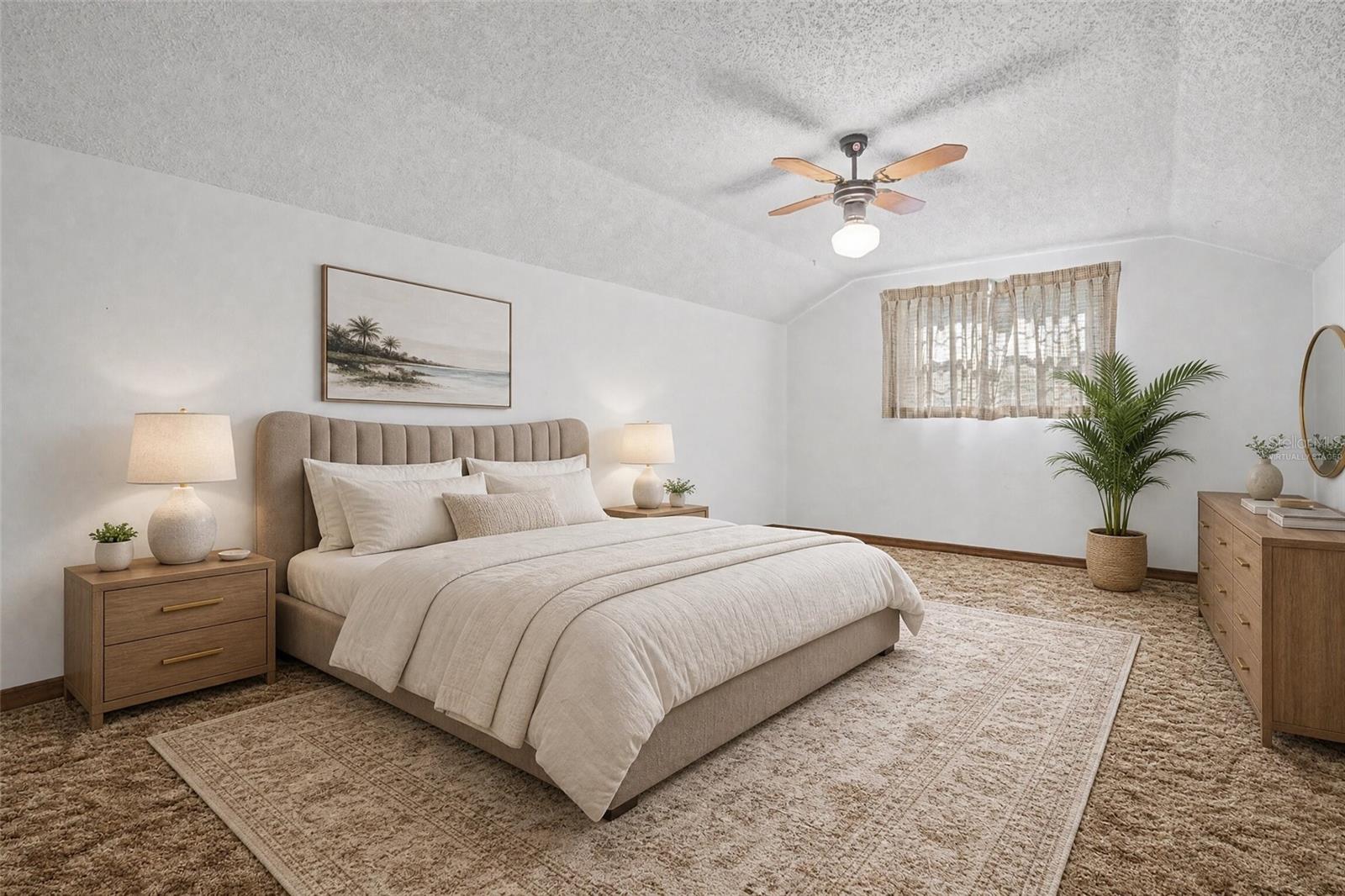 Virtually Staged. Upstairs Bedroom with built-in closet.