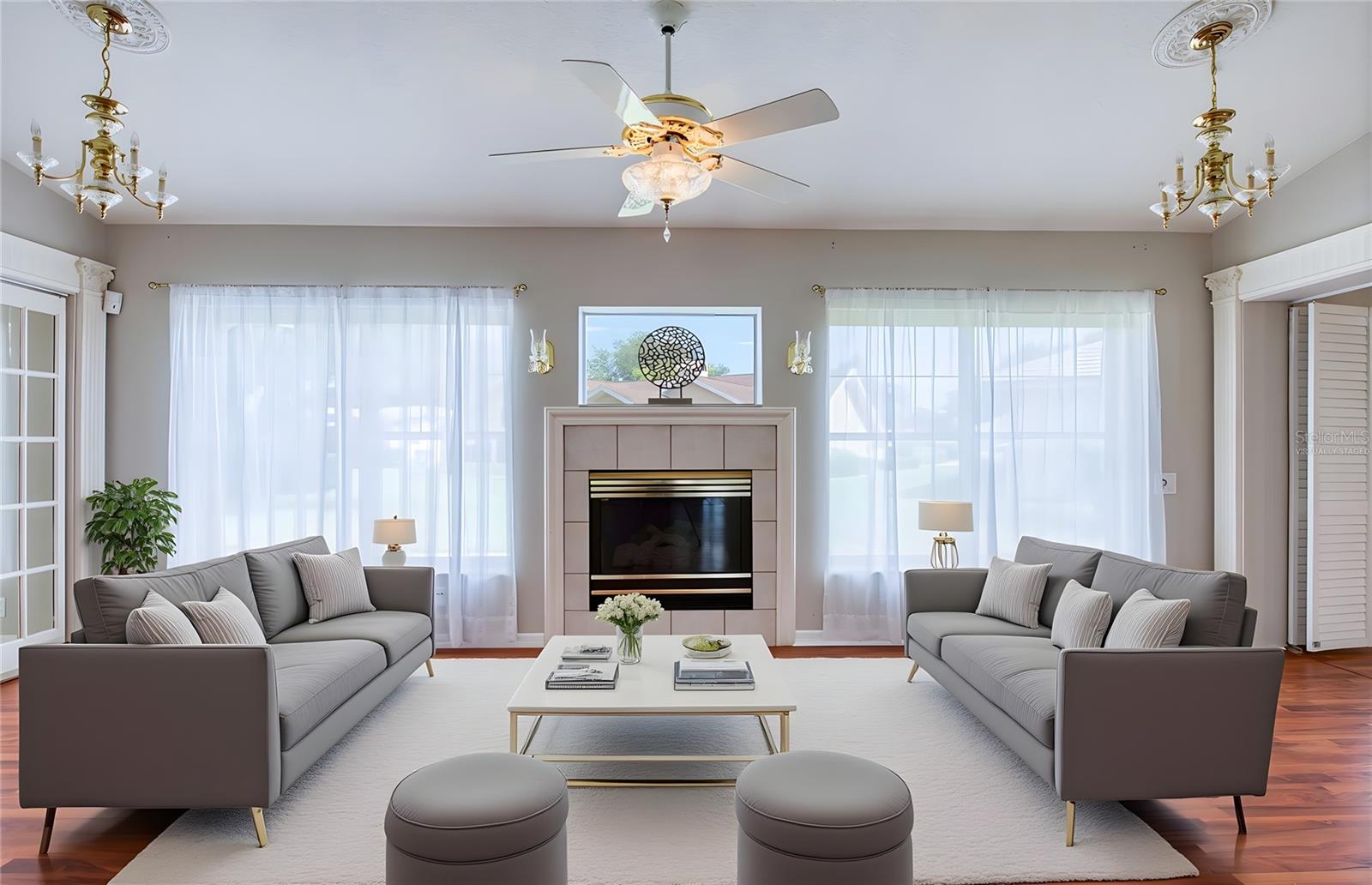 Virtually Staged Fireplace Den