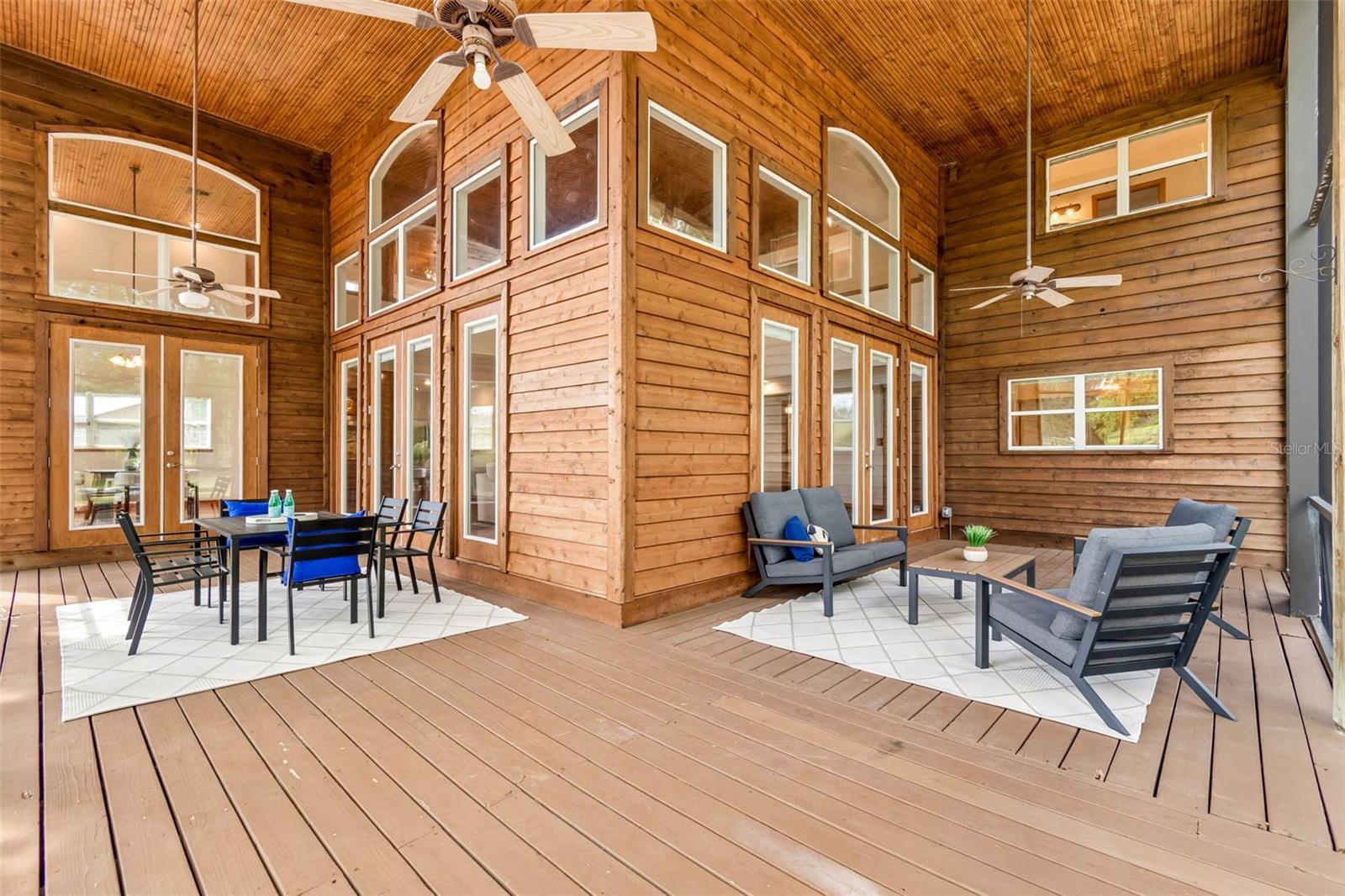 Screened in side and rear wrap around porch