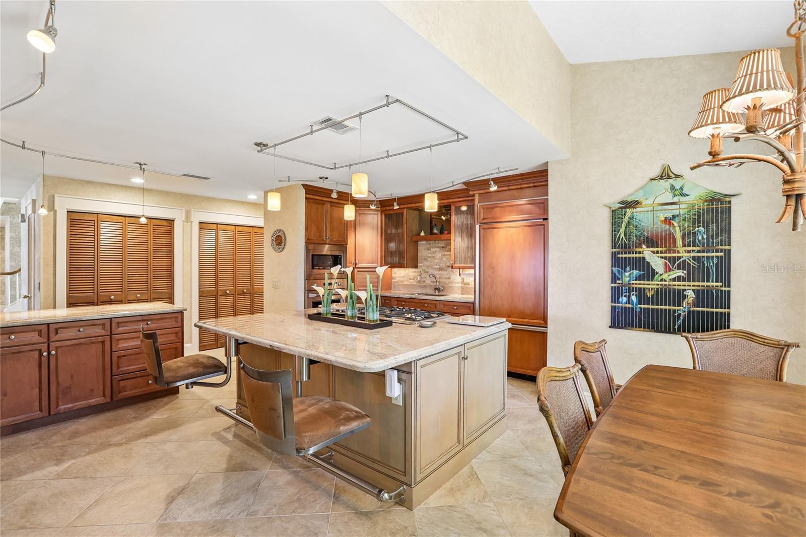 Gas cooktop island with seating