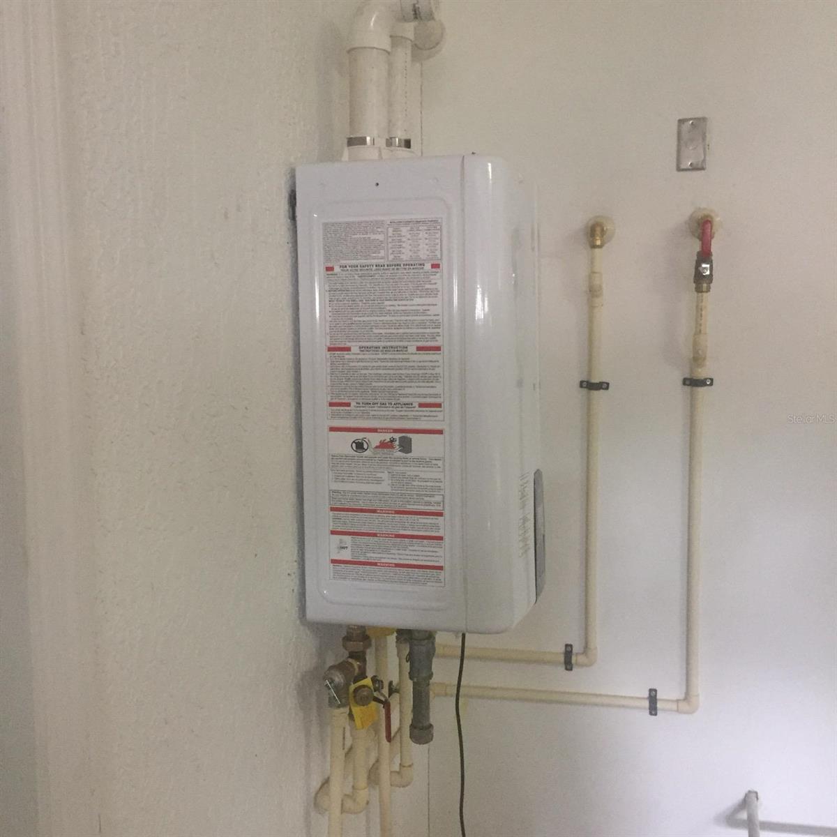Newly installed tankless hot water heater