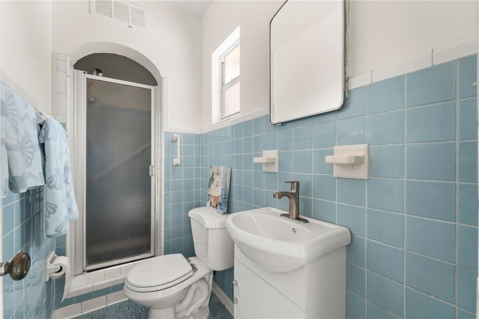Bathroom at end of hallway