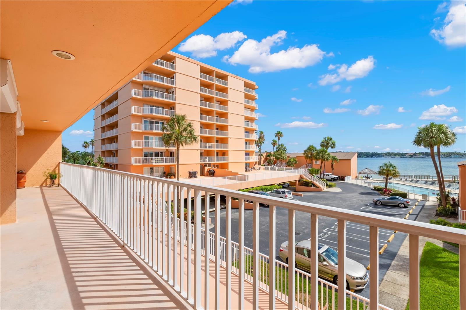 Expansive balcony runs the length of both bedroom suites and the living room.