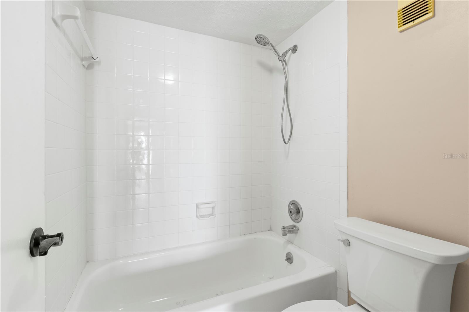 Tub/Shower and Loo with privacy door