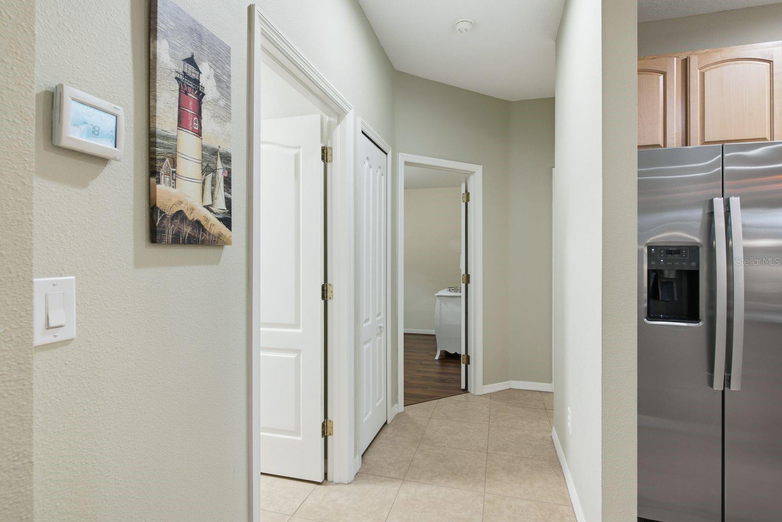 Hallway to two bedrooms
