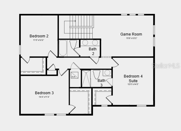 Second Floor Plan - Additional Highlights Include: 8' interior doors, pre-plumb for laundry sink, and tray ceiling package