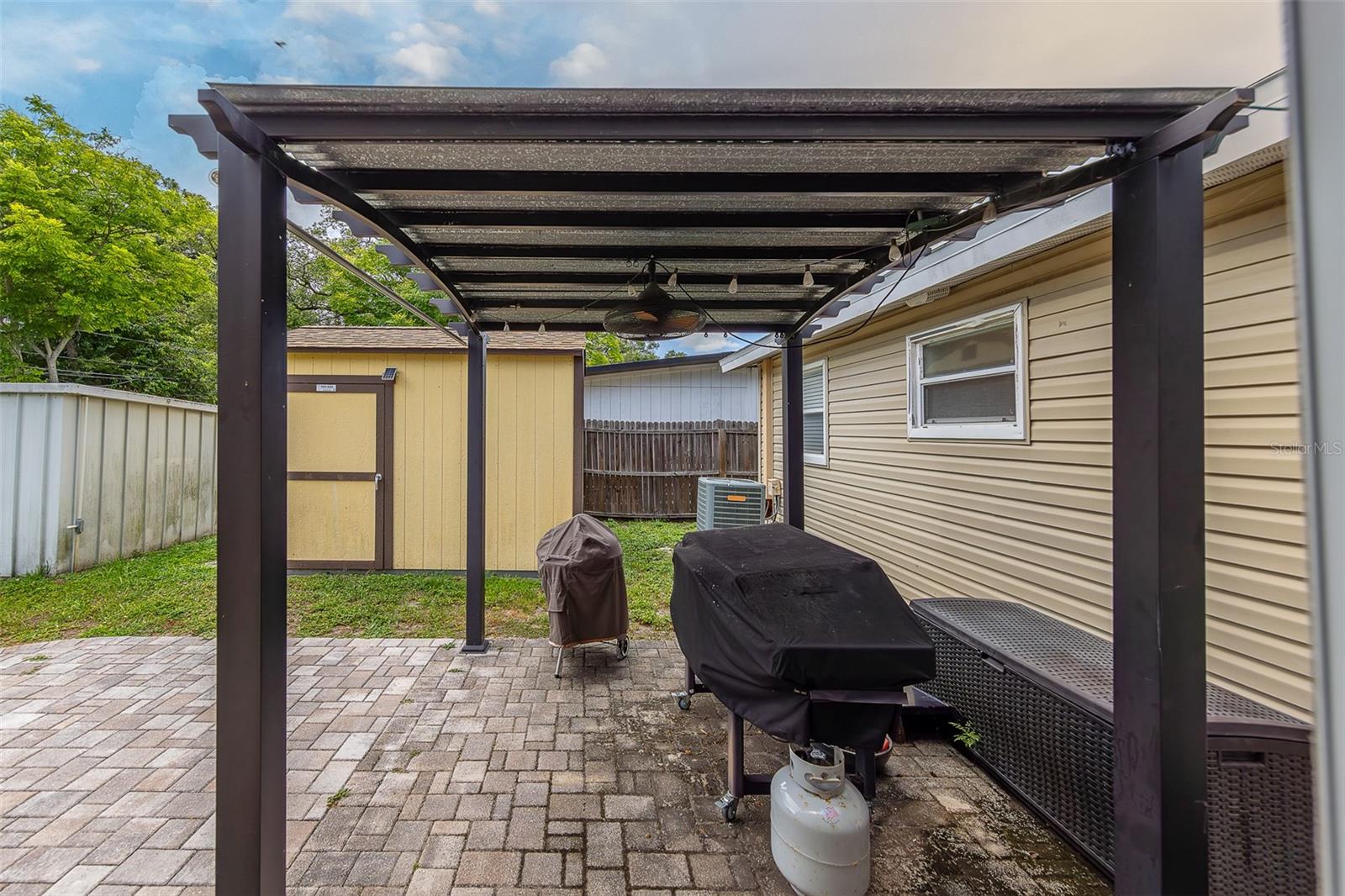 Outdoor covered grilling area