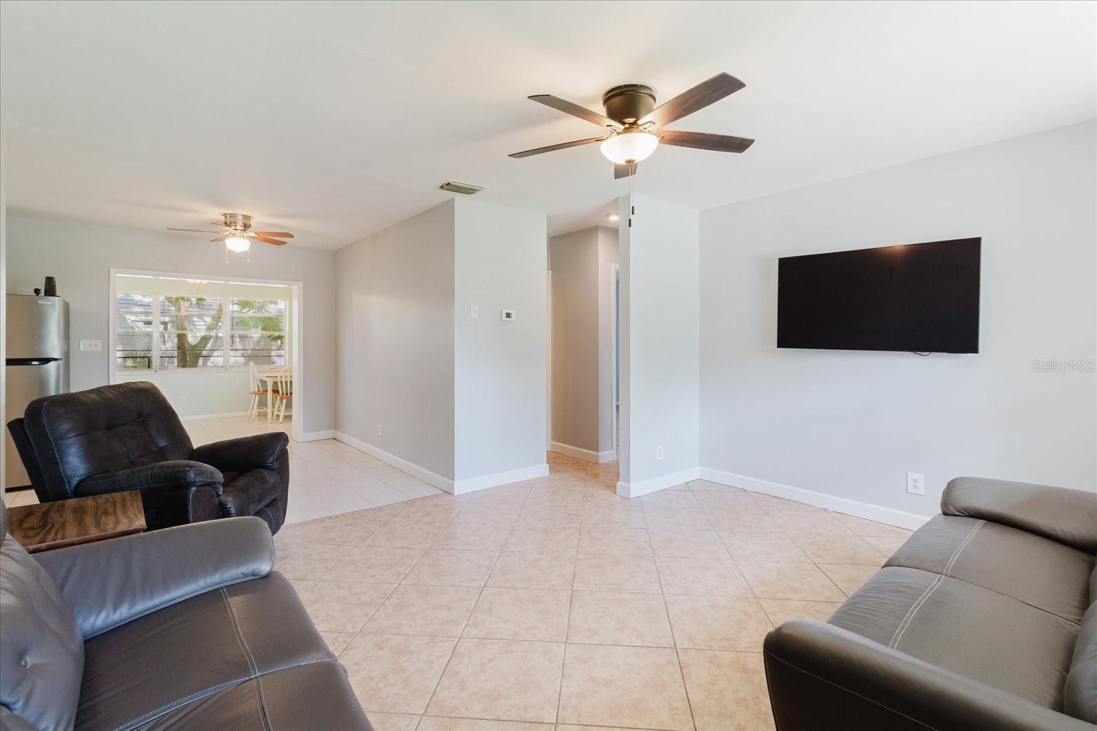 View from the front door-- Kitchen on the left, bedrooms on the right