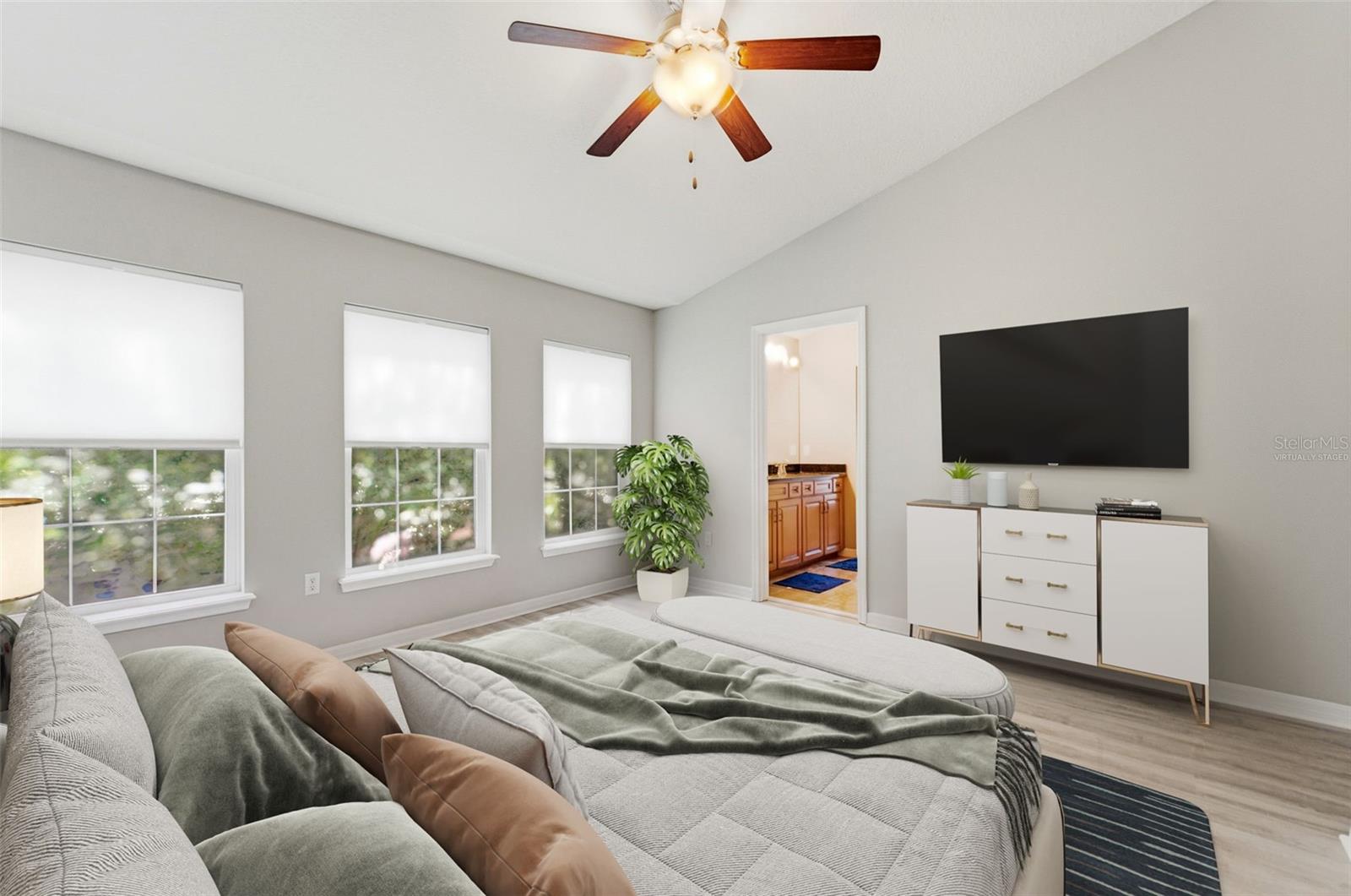 virtually staged primary bedroom