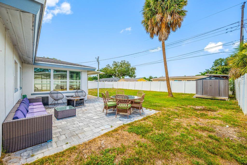 Pavered Lanai - Backyard Shed for extra storage - Large Backyard