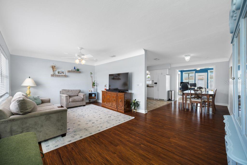 View from Front Door into Dining Room and Kitchen to the Left