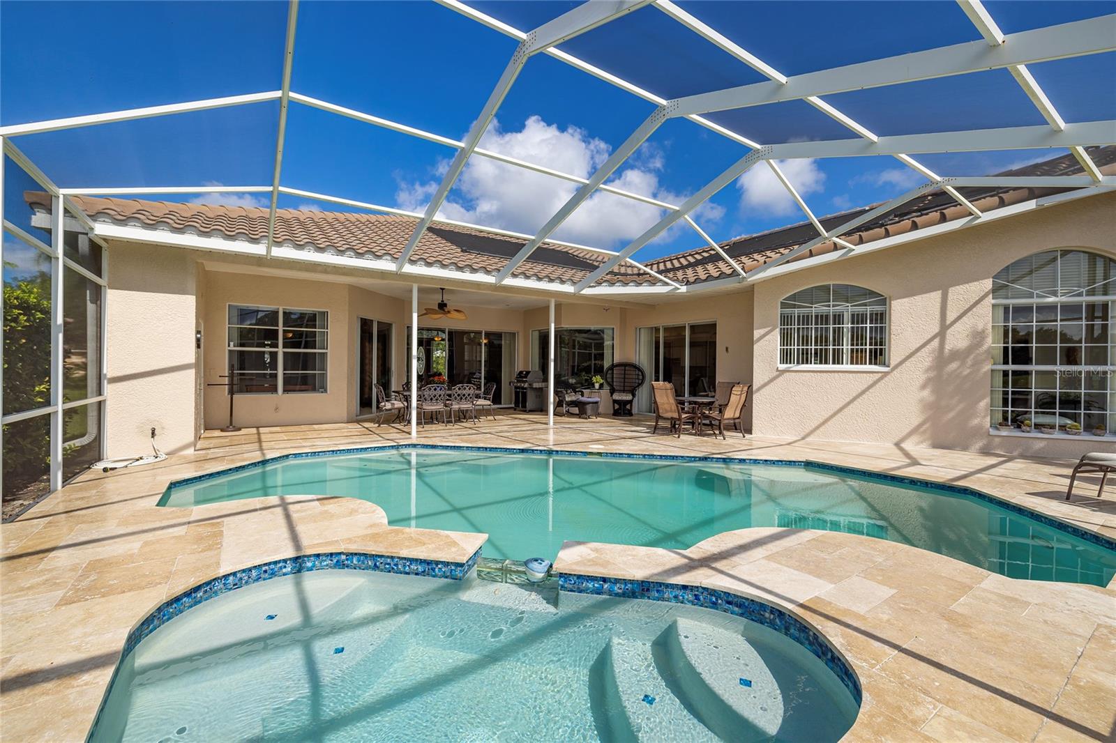 Great seating area and storage closet