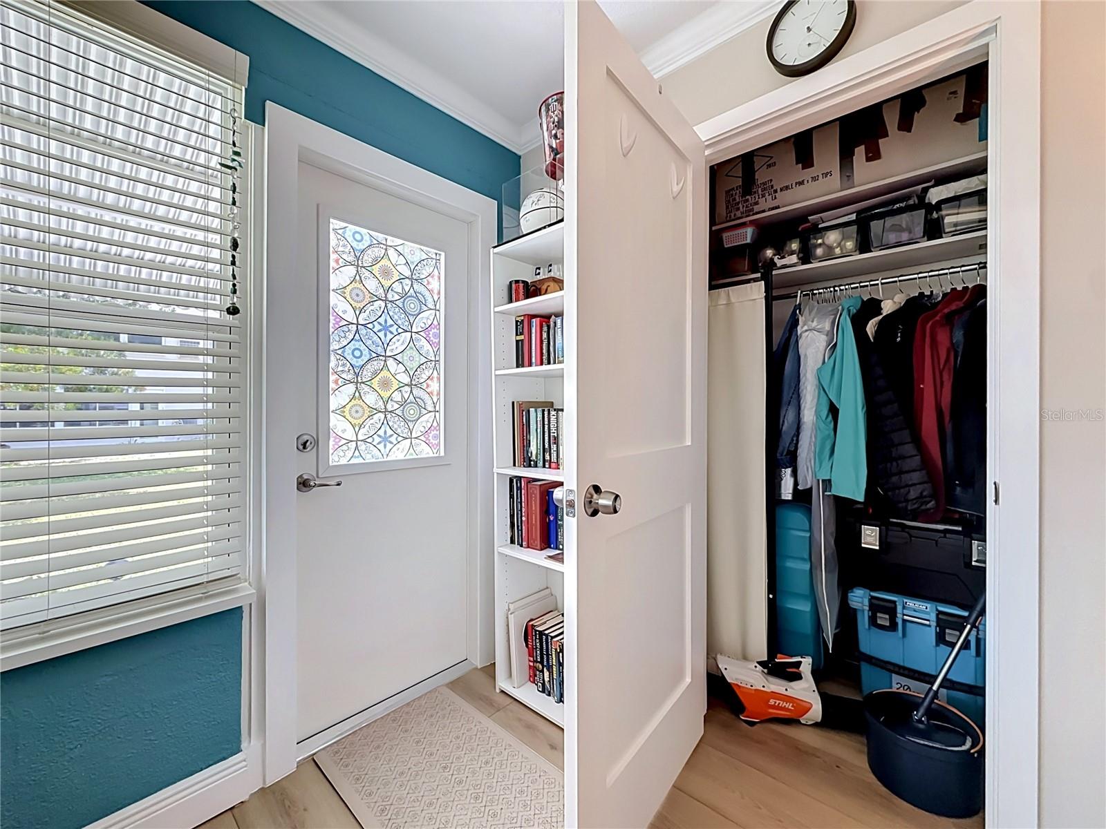 Sunroom with storage closet
