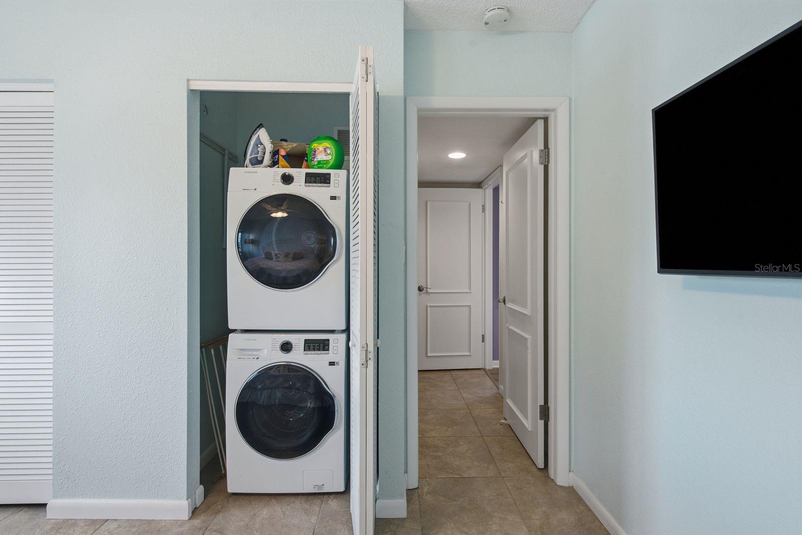 Upper level laundry area in bedroom for convenience