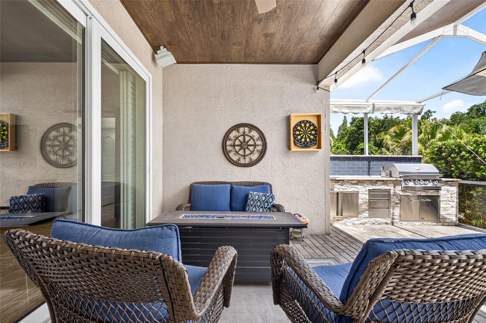 Partial Covered Porch with Outdoor Sound System