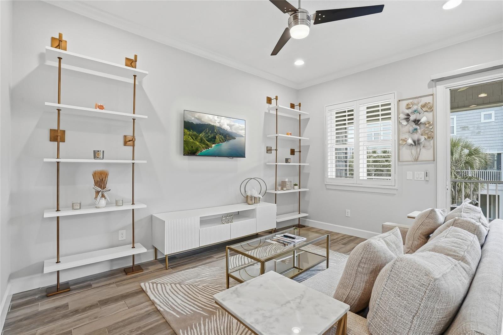 Plantation shutters add style and privacy and a nice upgrade for this comfortable clean home.