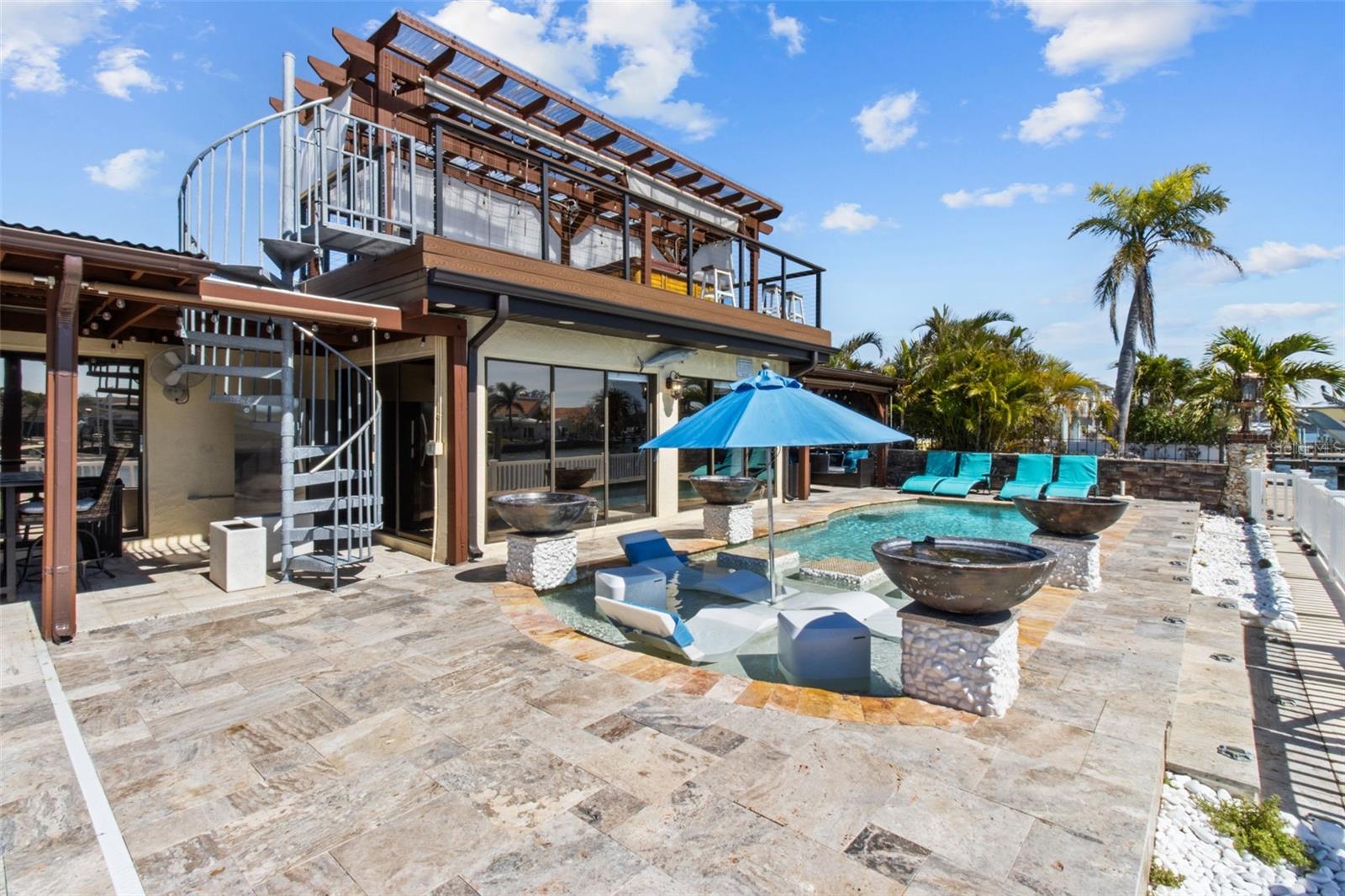 Pool with Hot Tub on Upper Deck