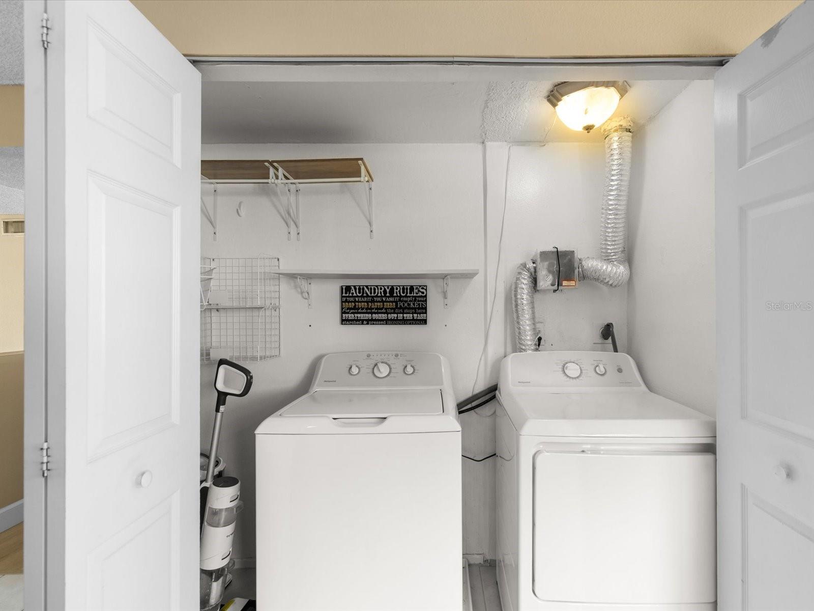 In Unit Laundry, Washer and Dryer Convey with the Sale
