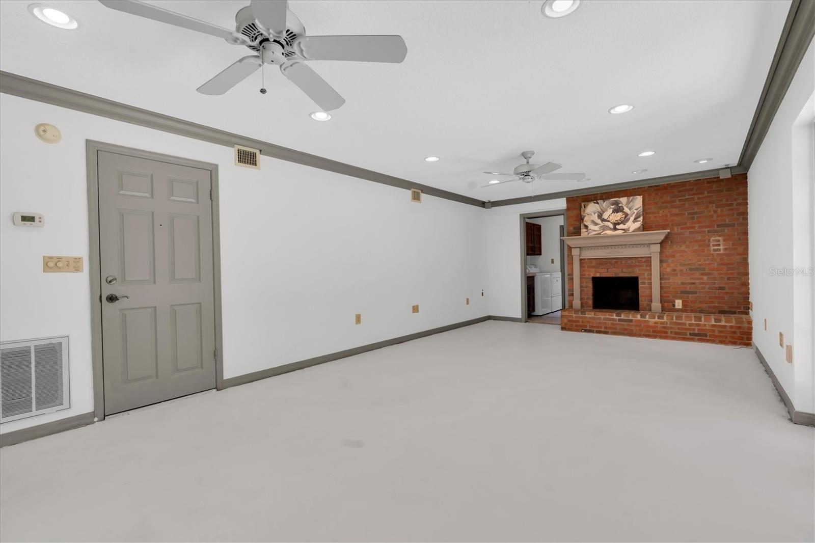 Family room With wood burning fireplace