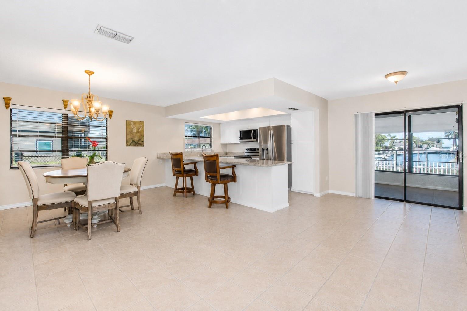 Dining and kitchen.