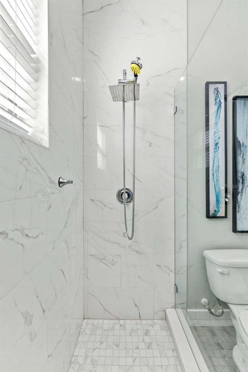 Downstairs Bathroom Large Walk-In Shower with Rainfall Showerhead and Handheld