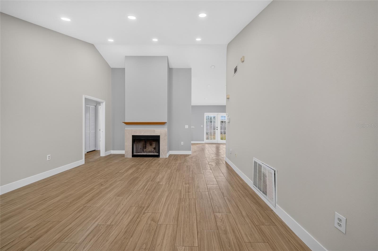 Wood burning fireplace