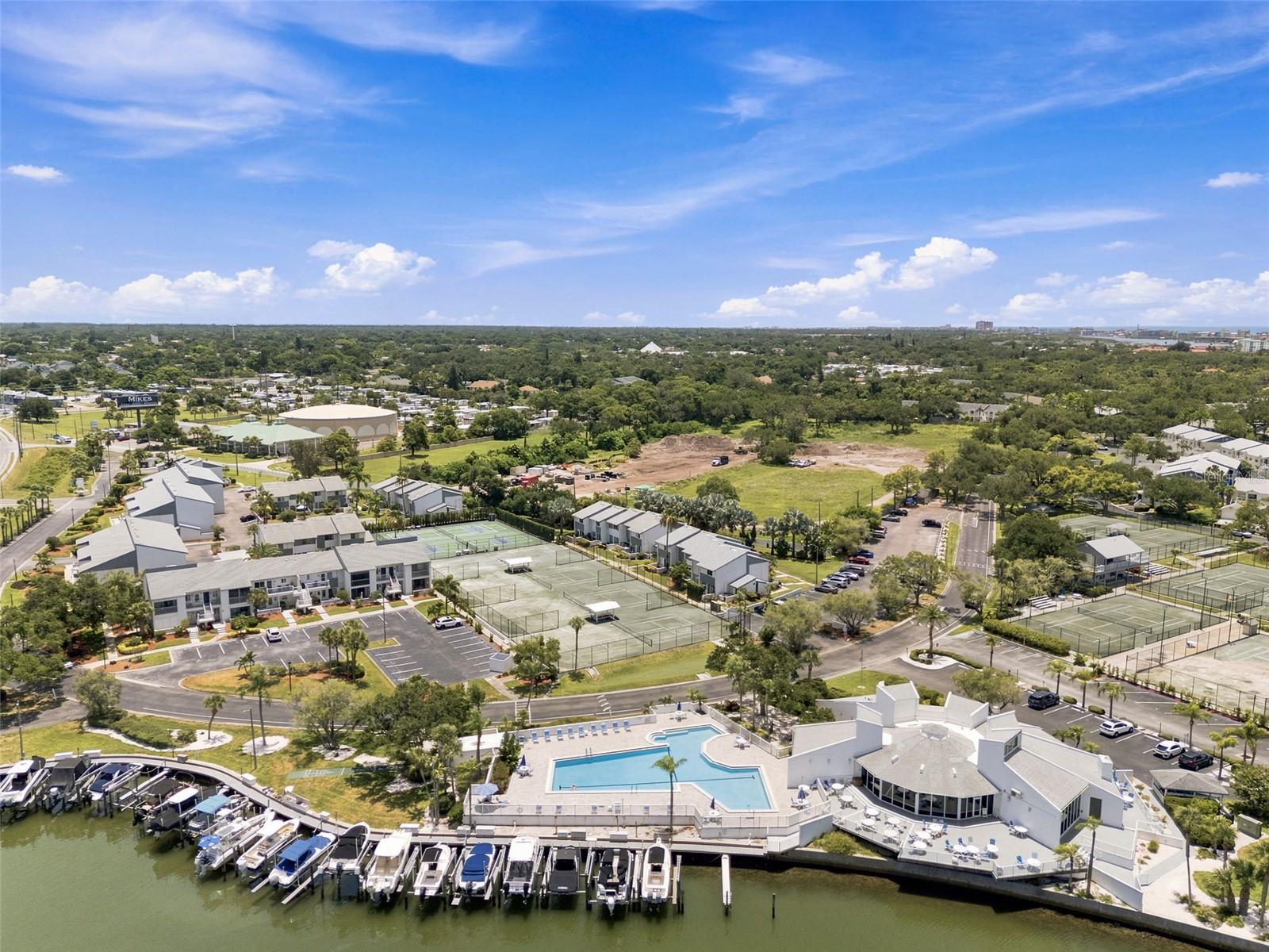 Clubhouse, pool and patio on the intercoastal