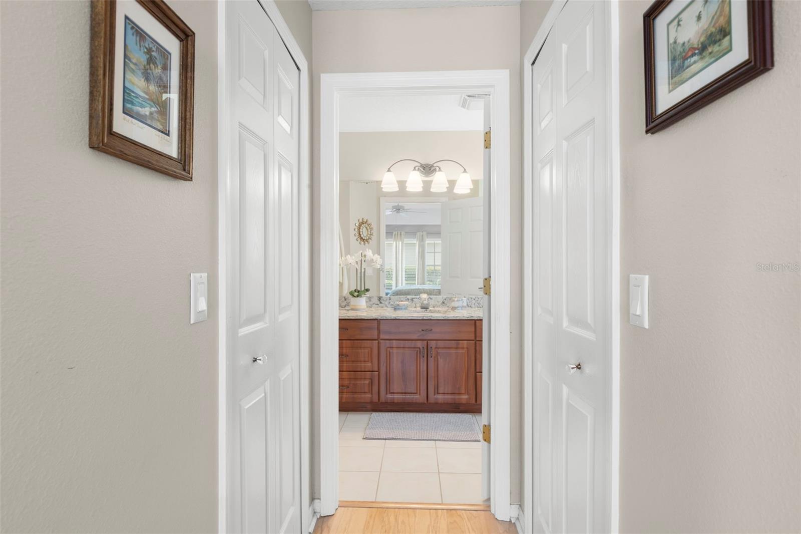 Hall with two walk-in closets