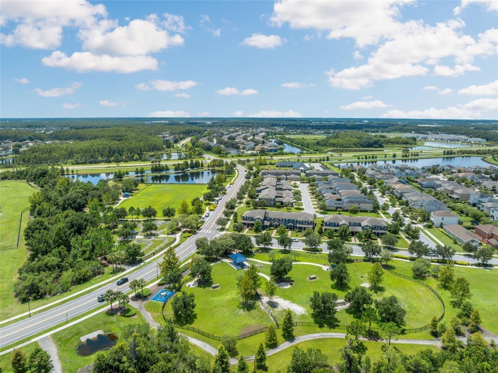 Dog park, bike track and green space walking distance from house