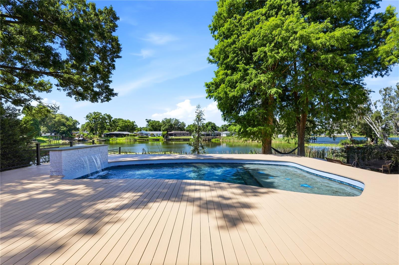 Pool with Trex Decking overlooking Lake George