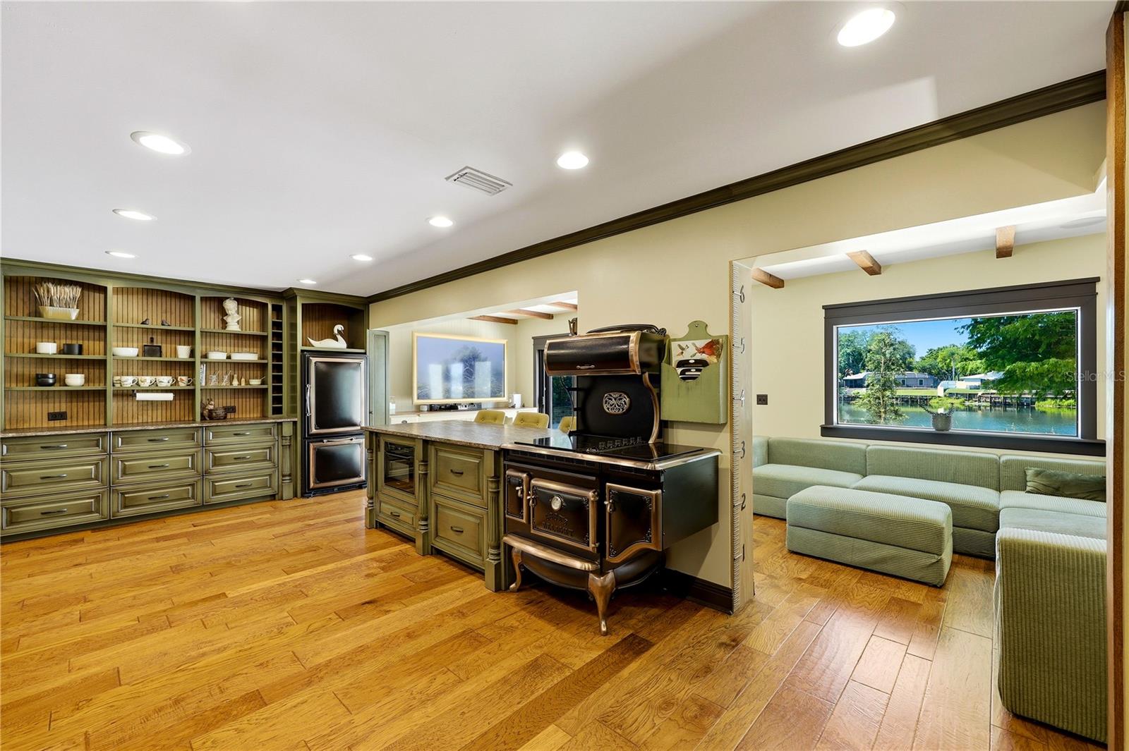 Chefs Kitchen overlooking serene views.