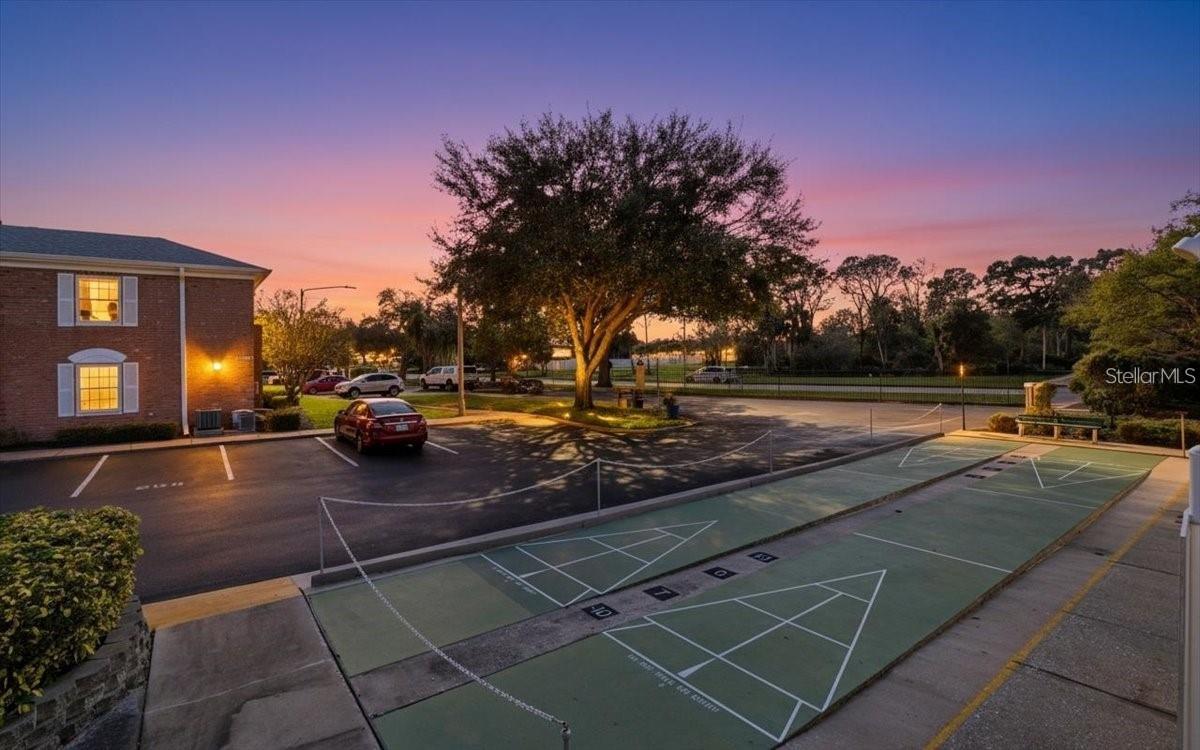 Shuffleboard courts at twilight