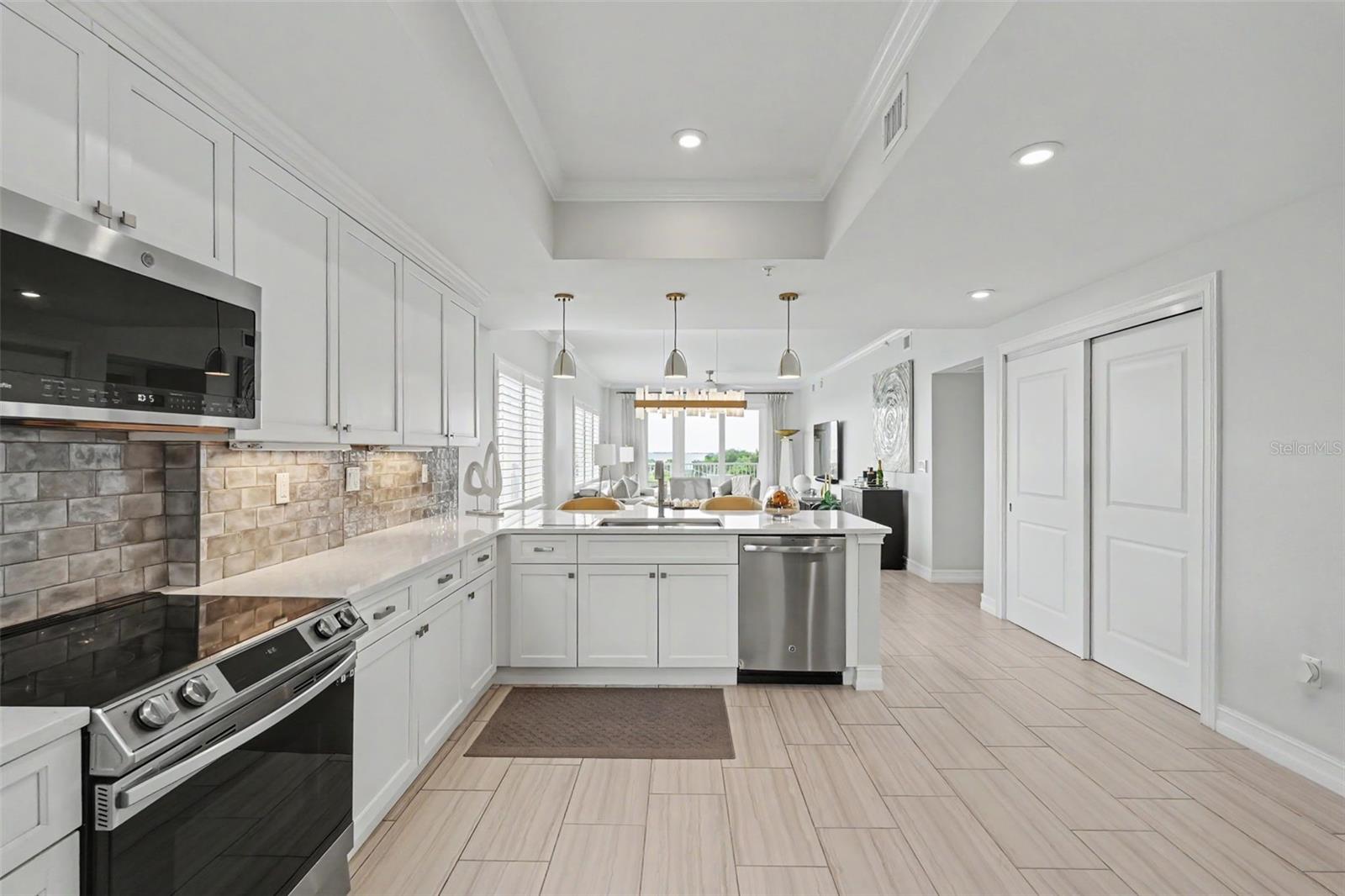 Large pantry against the wall.