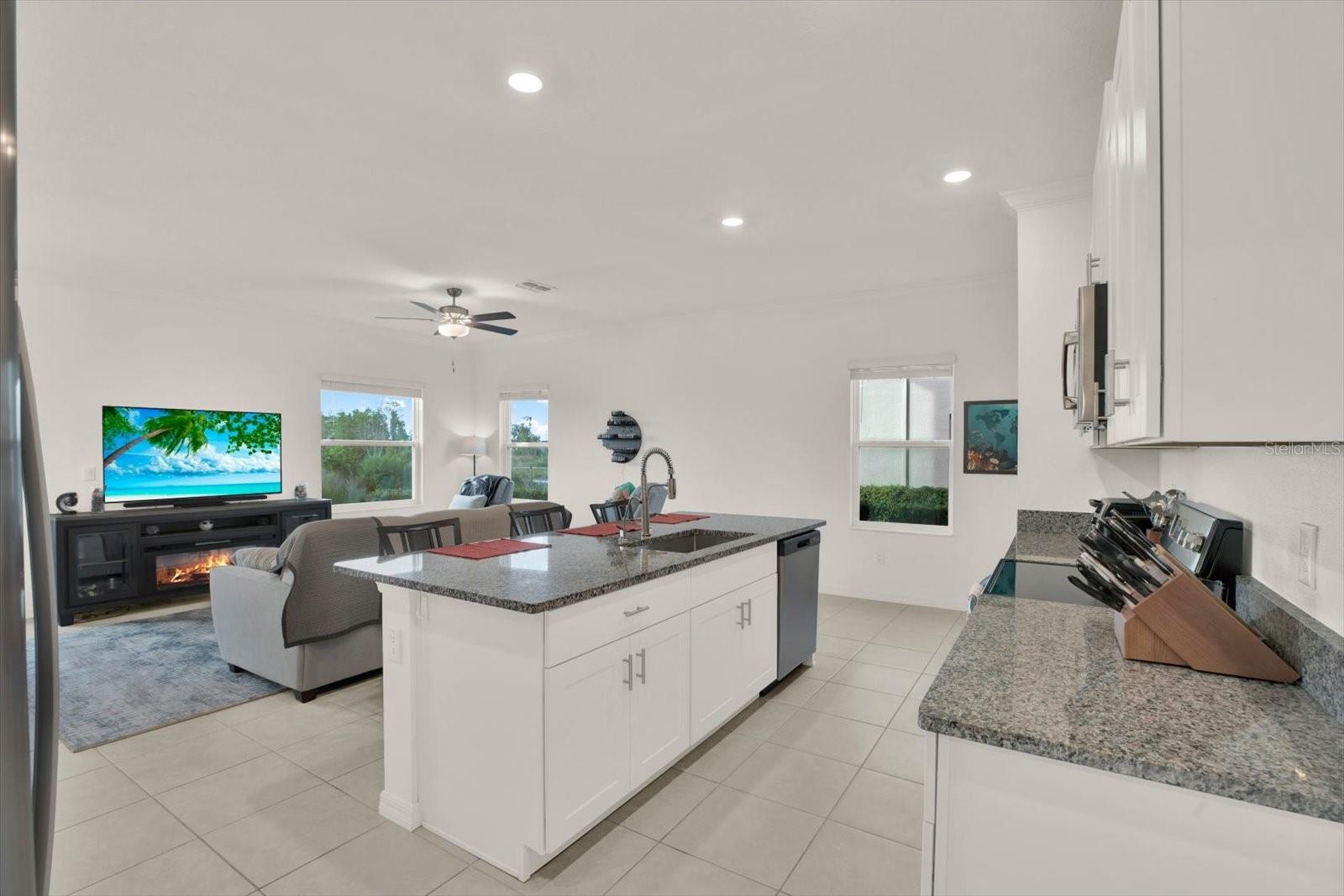 kitchen, living room
