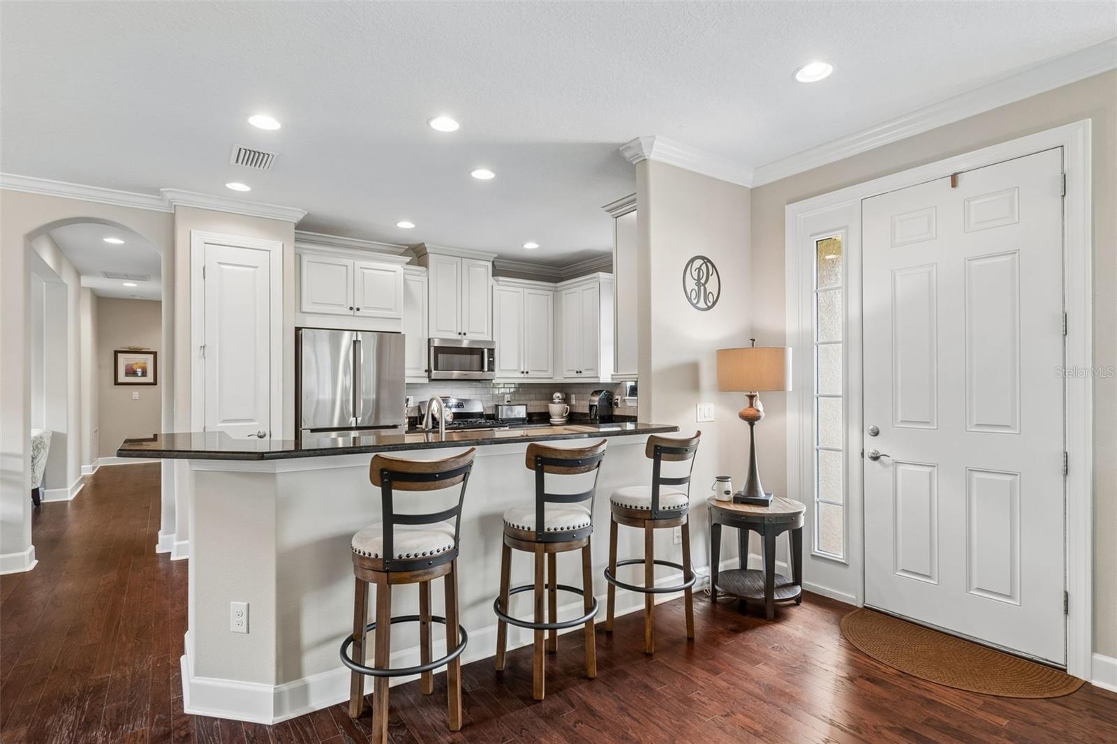 Granite island with additional seating