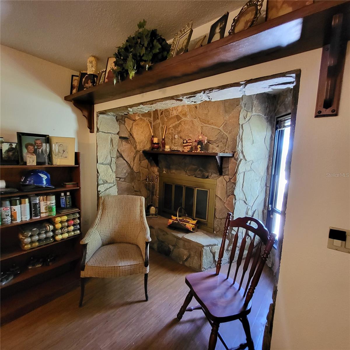Built in wood burning fireplace