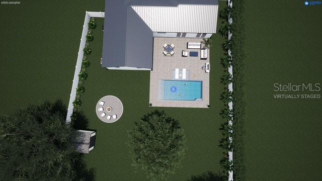 Pool Sketch - Virtually Staged