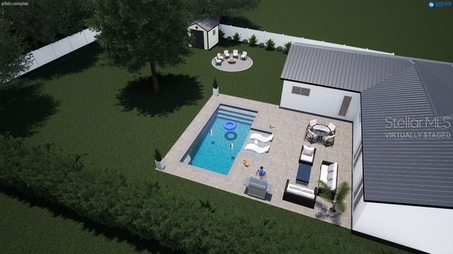 Pool Sketch - Virtually Staged