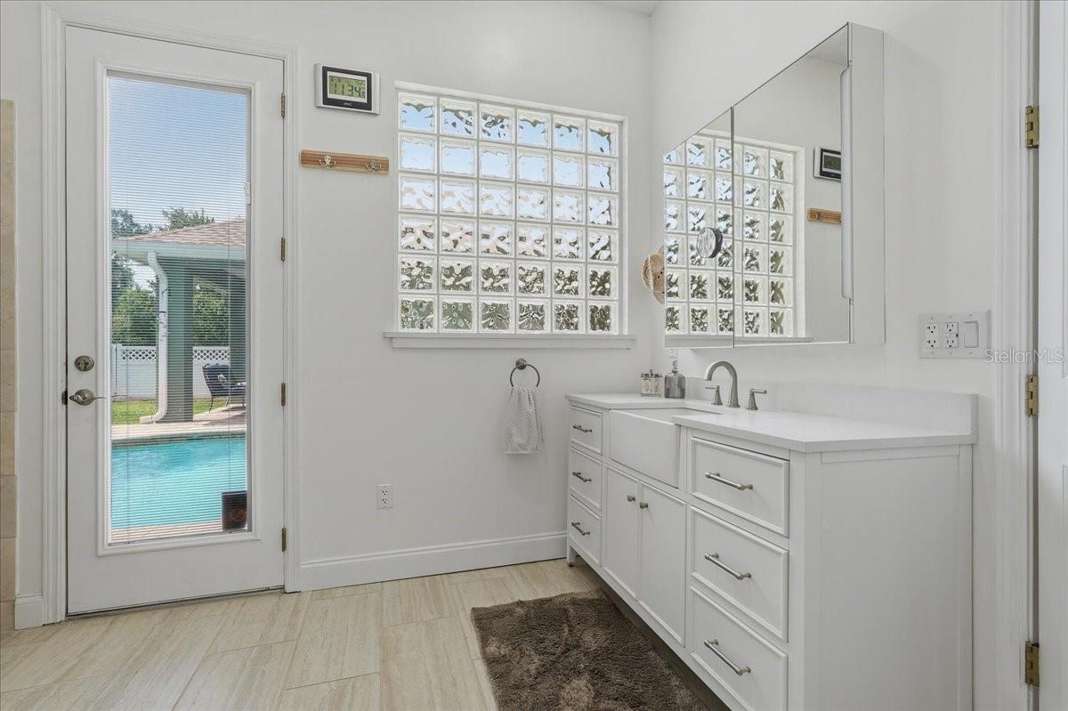 Primary en suite bath with dual vanities