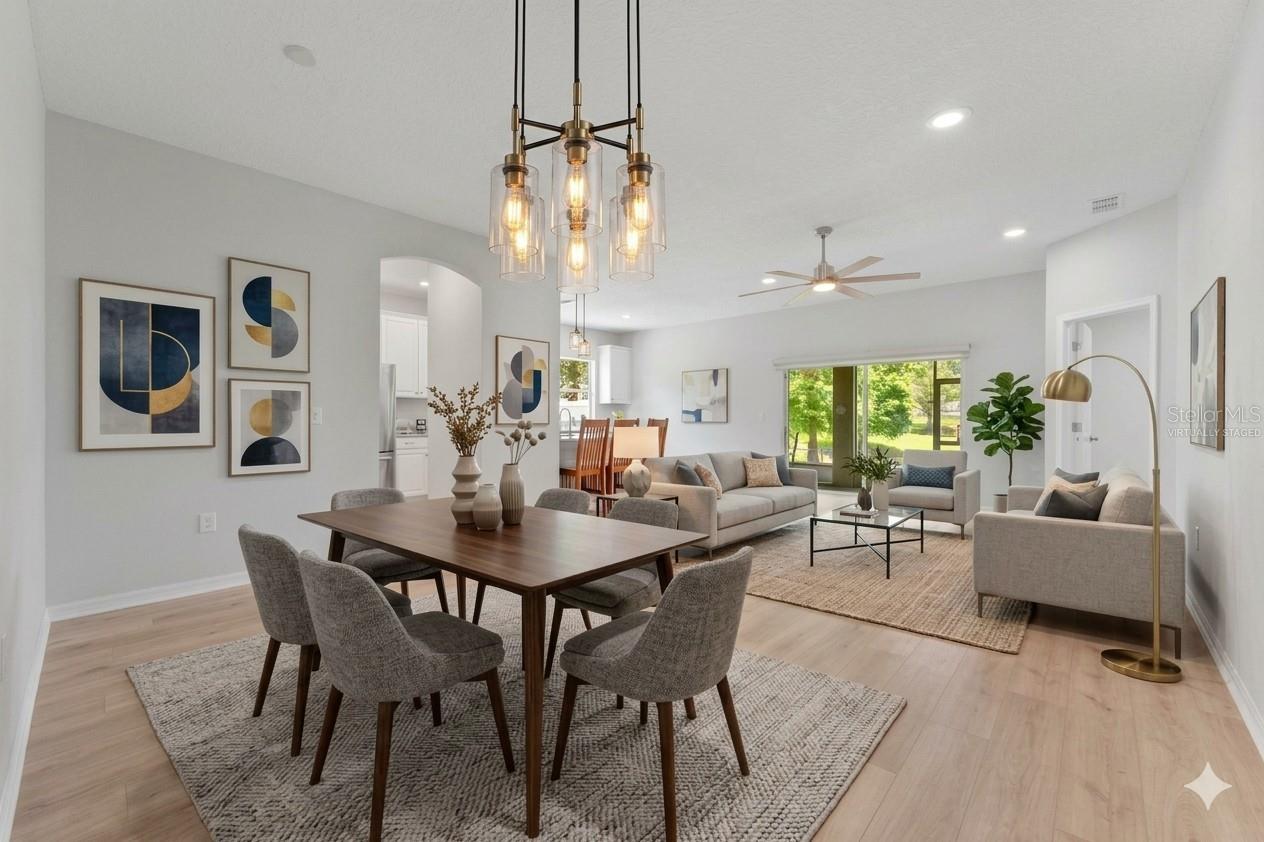 Great room - virtually staged